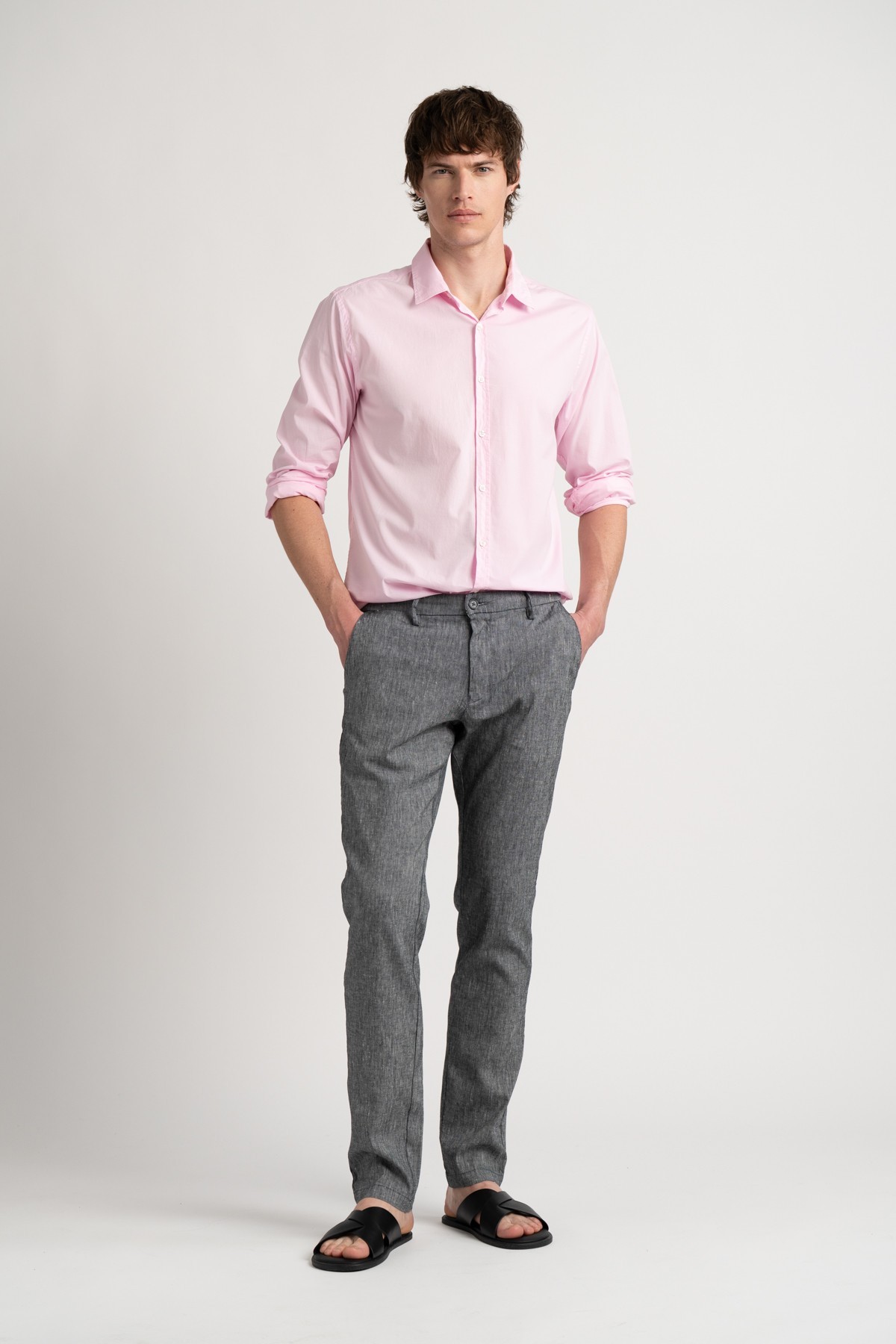Chemise Homme manches longues unie rose slimfit|Europann 