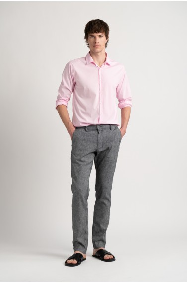 Chemise Homme manches longues unie rose slimfit|Europann 