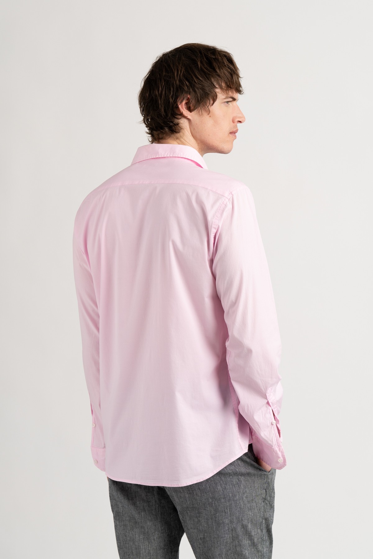 Chemise Homme manches longues unie rose slimfit|Europann 