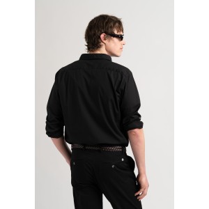 Chemise Homme manches longues unie noire slimfit|Europann 