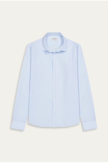 Chemise Homme manches longues unie bleu ciel slimfit|Europann 
