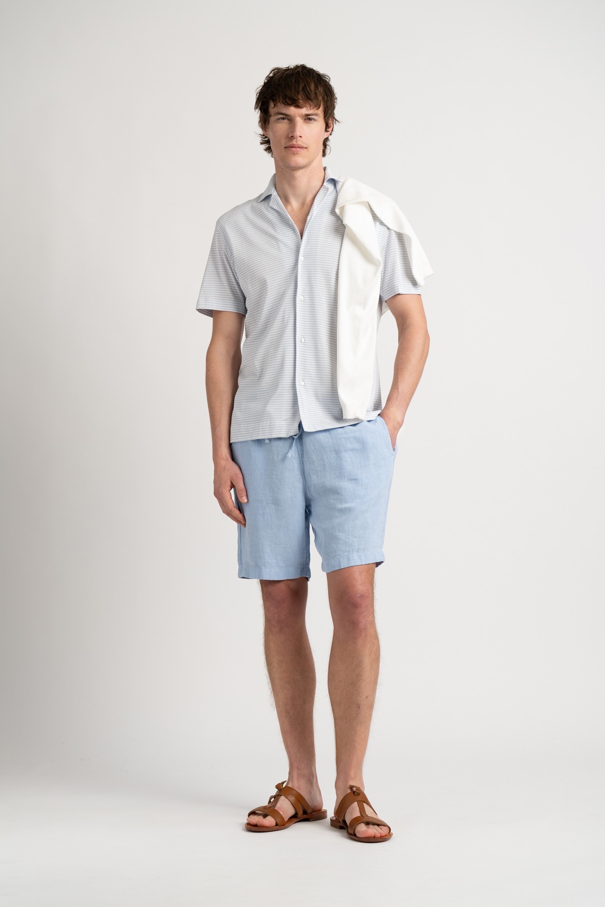 NAPOLI - Sky blue relaxed linen shorts