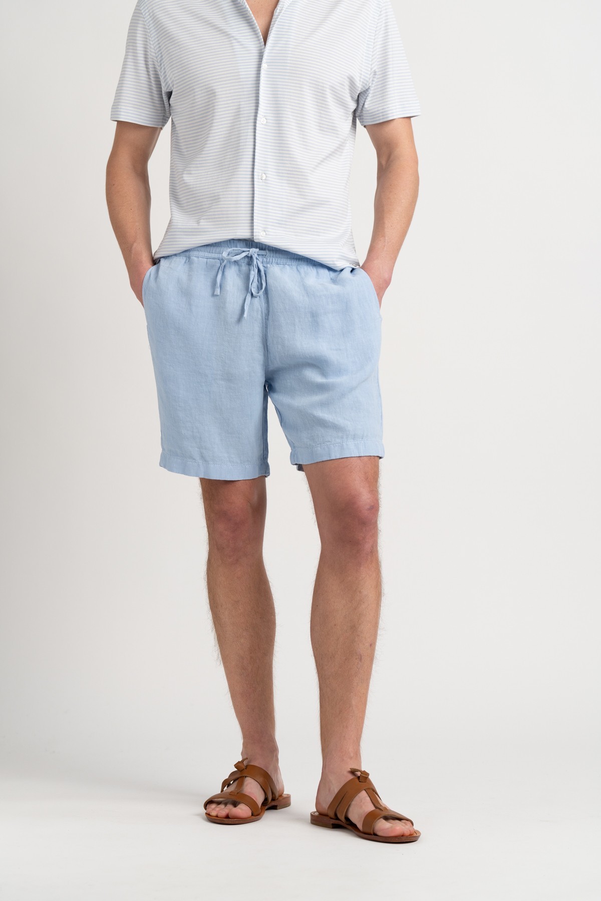 NAPOLI - Sky blue relaxed linen shorts