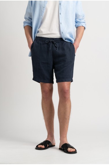 NAPOLI - Navy relaxed linen shorts