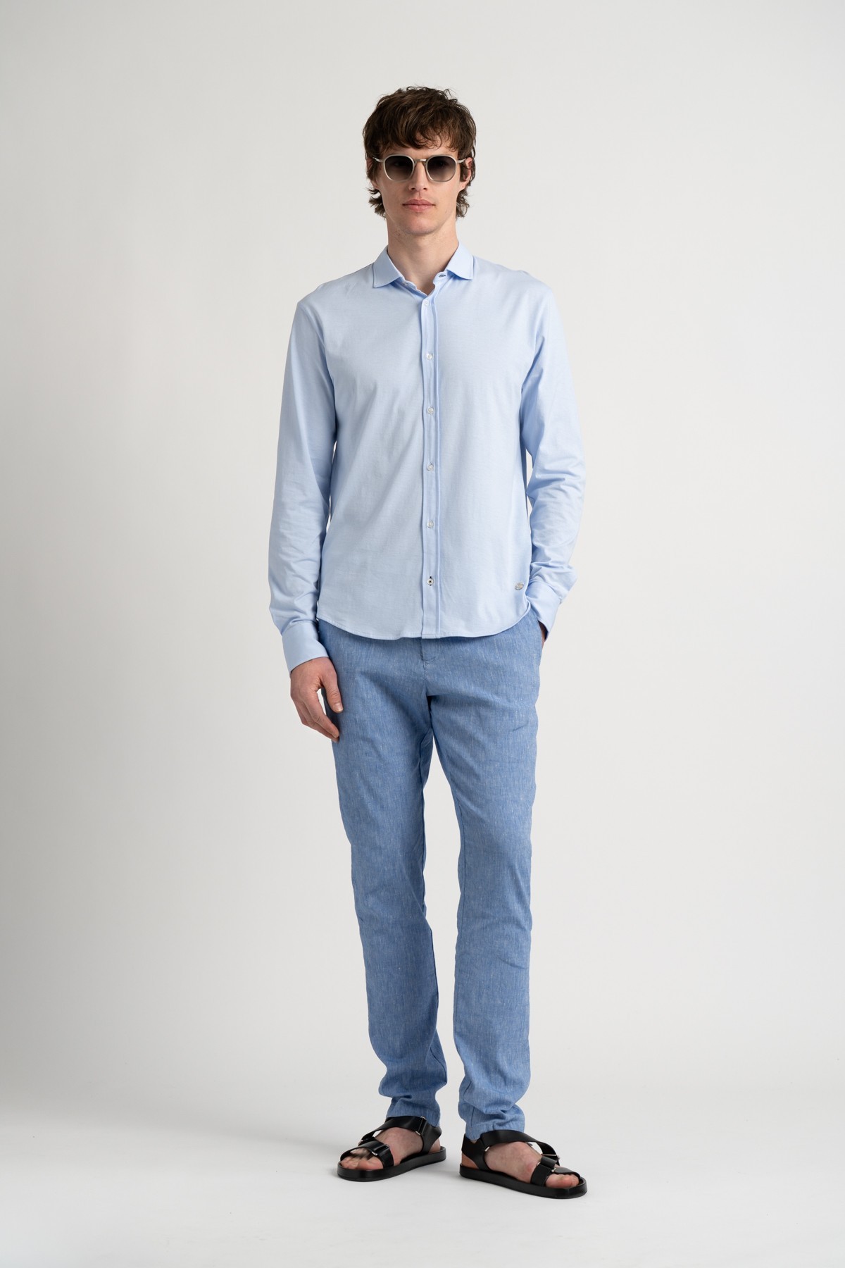 Pantalon chino slim en lin chiné Homme | Marque de qualité - Europann 