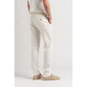 Pantalon chino slim en lin chiné Homme | Marque de qualité - Europann 