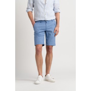 Linen-blended men's blue bermuda |  Quality brand Europann