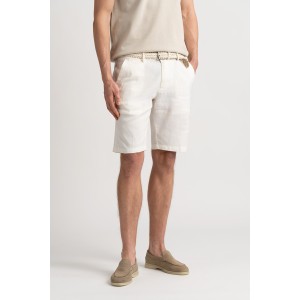Linen-blended men's white bermuda |  Quality brand Europann 
