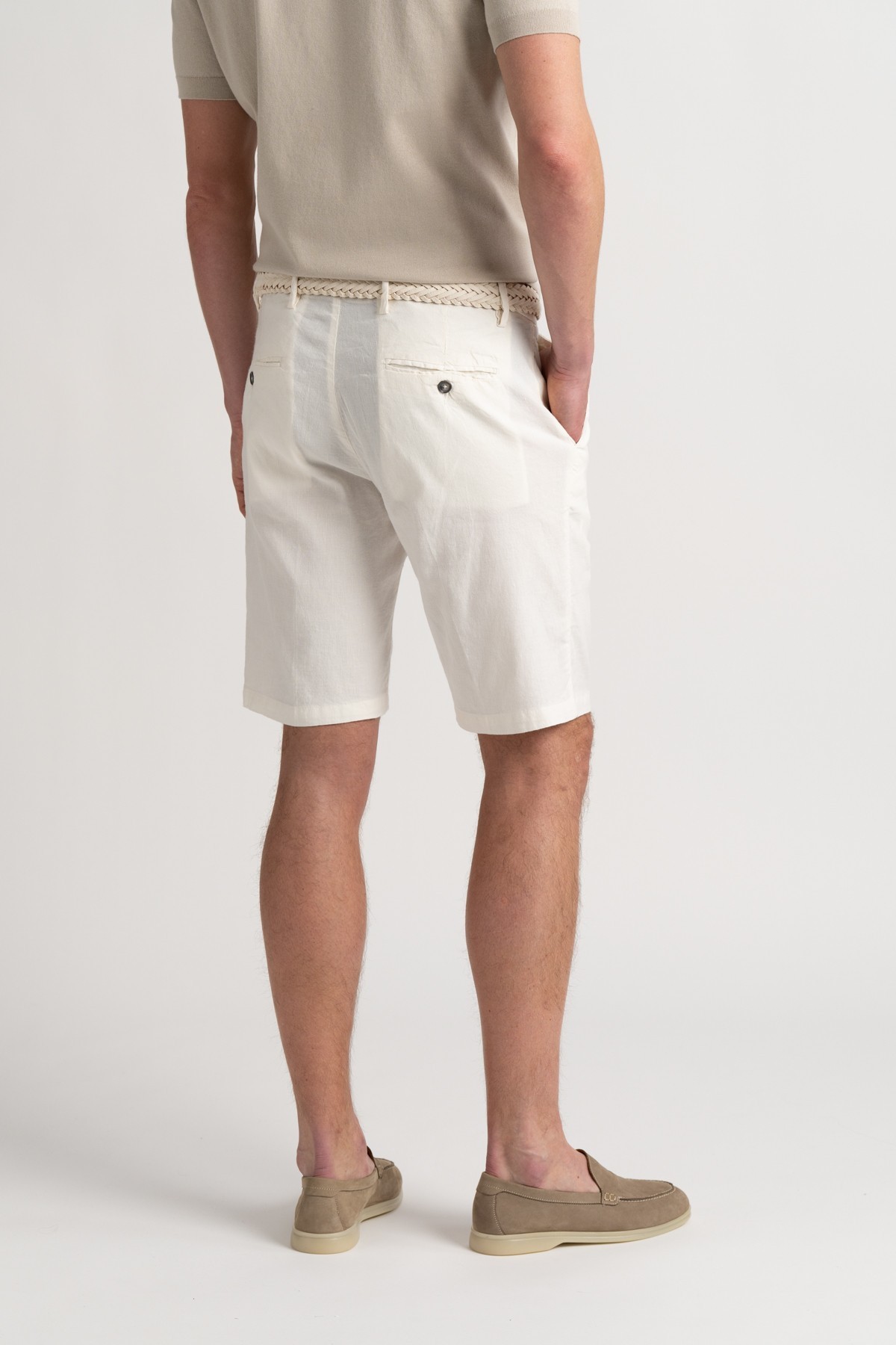 Linen-blended men's white bermuda |  Quality brand Europann 
