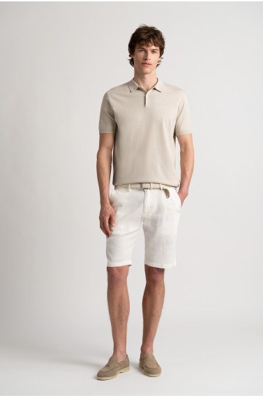 Linen-blended men's white bermuda |  Quality brand Europann 