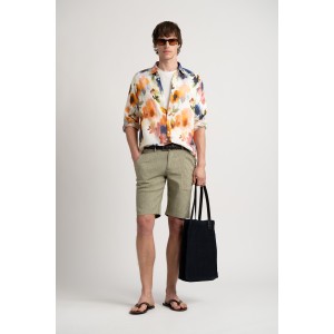 Linen-blended men's kaki bermuda |  Quality brand Europann 