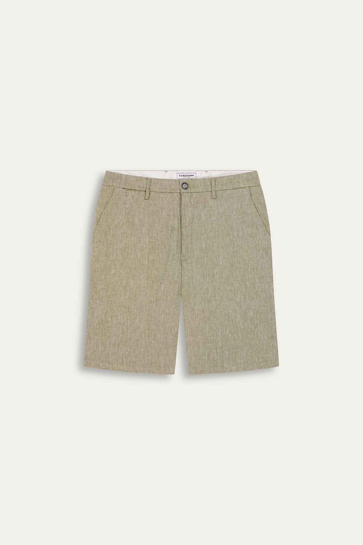 Linen-blended men's kaki bermuda |  Quality brand Europann 
