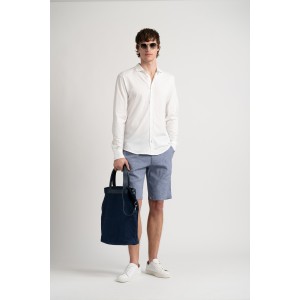 Linen-blended men's navy blue bermuda |  Quality brand Europann 