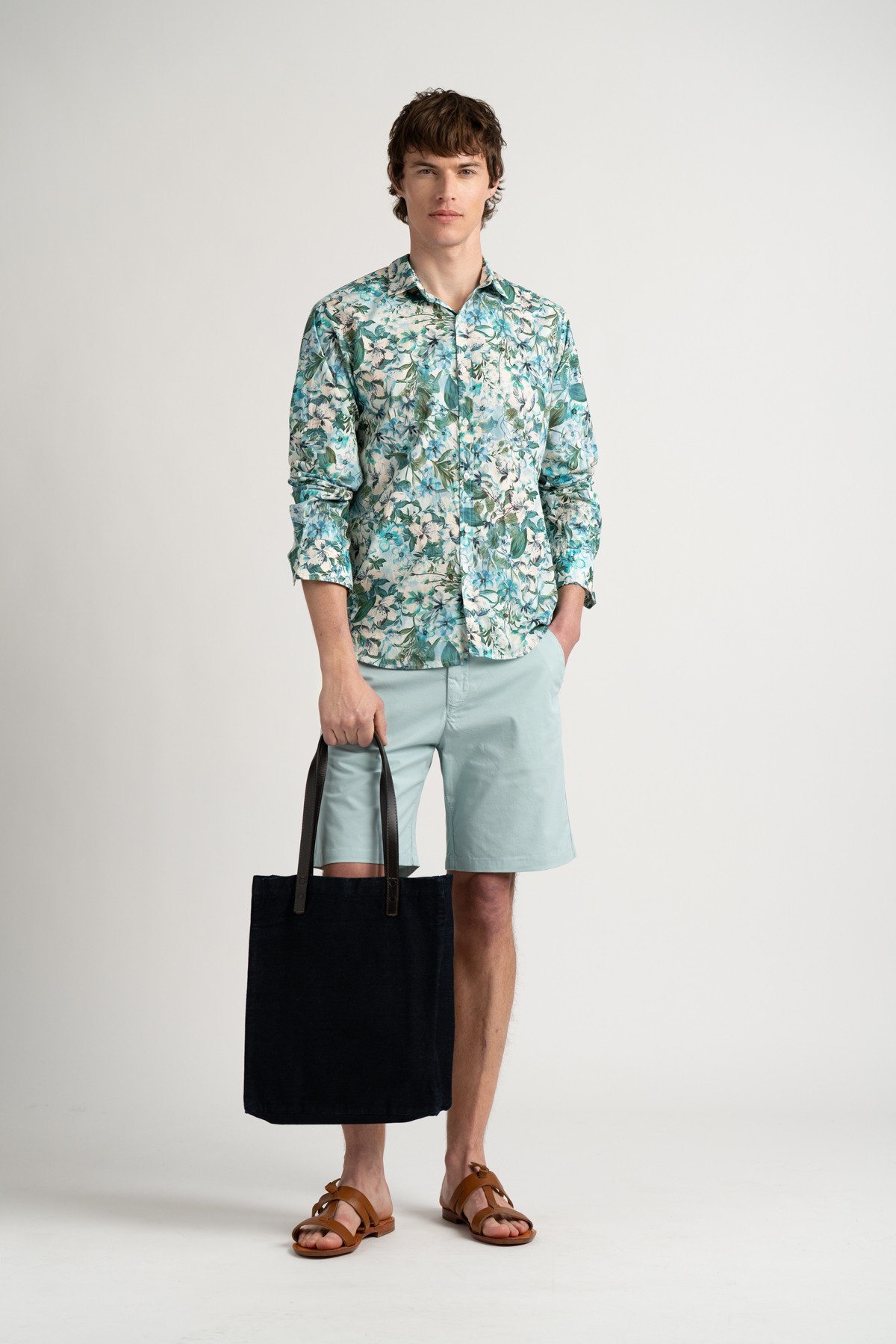 Cotton men's plain Aqua bermuda |  Quality brand Europann 