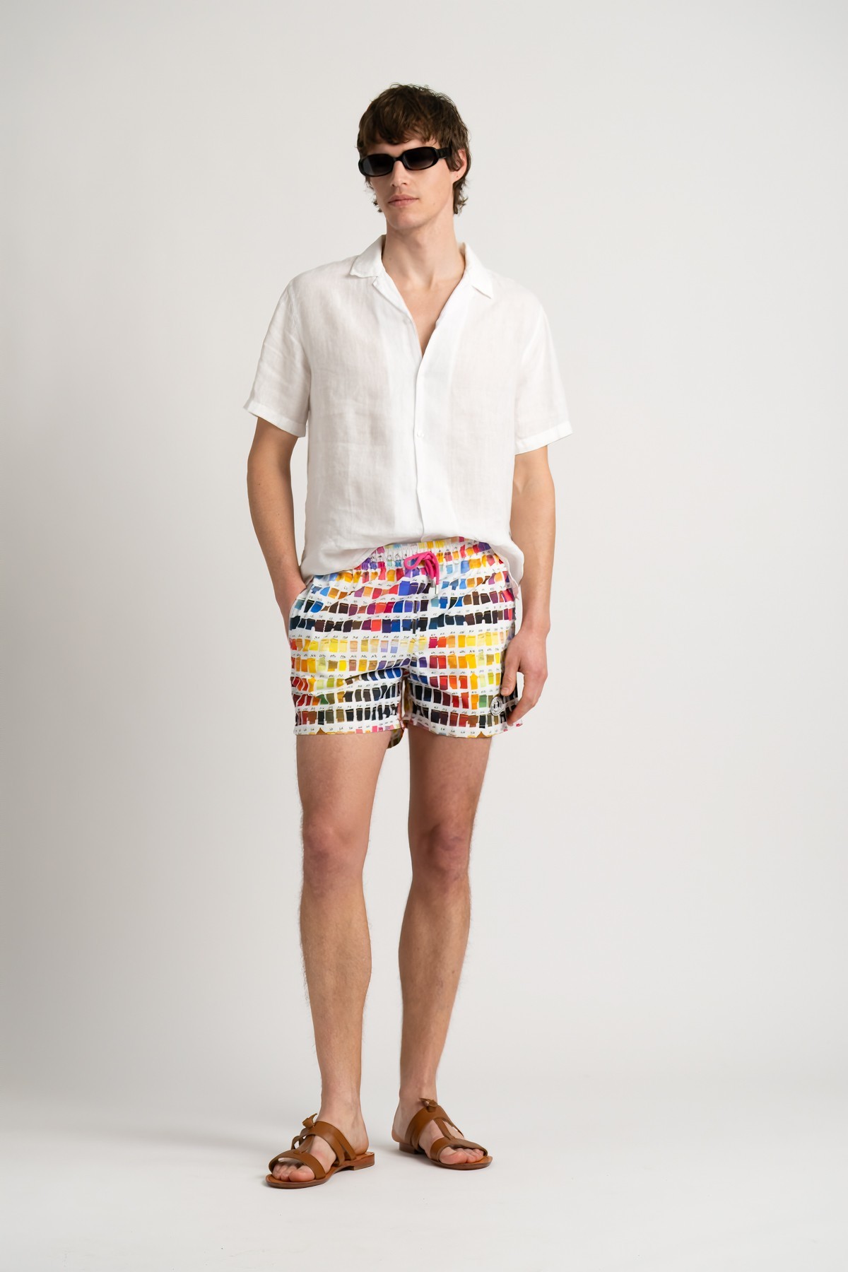 Fushia pink with pantone prints swimshort for mens|  Quality brand Europann 