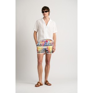 Short de bain fushia imprimé pantone|Maillot de qualité - Europann 