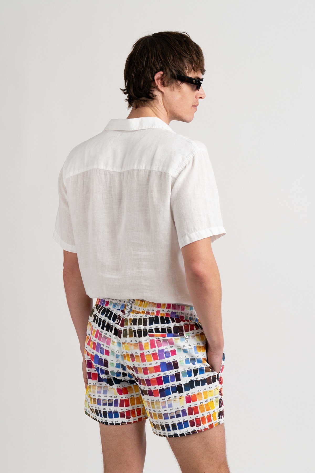 Fushia pink with pantone prints swimshort for mens|  Quality brand Europann 