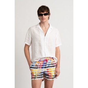 Fushia pink with pantone prints swimshort for mens|  Quality brand Europann 