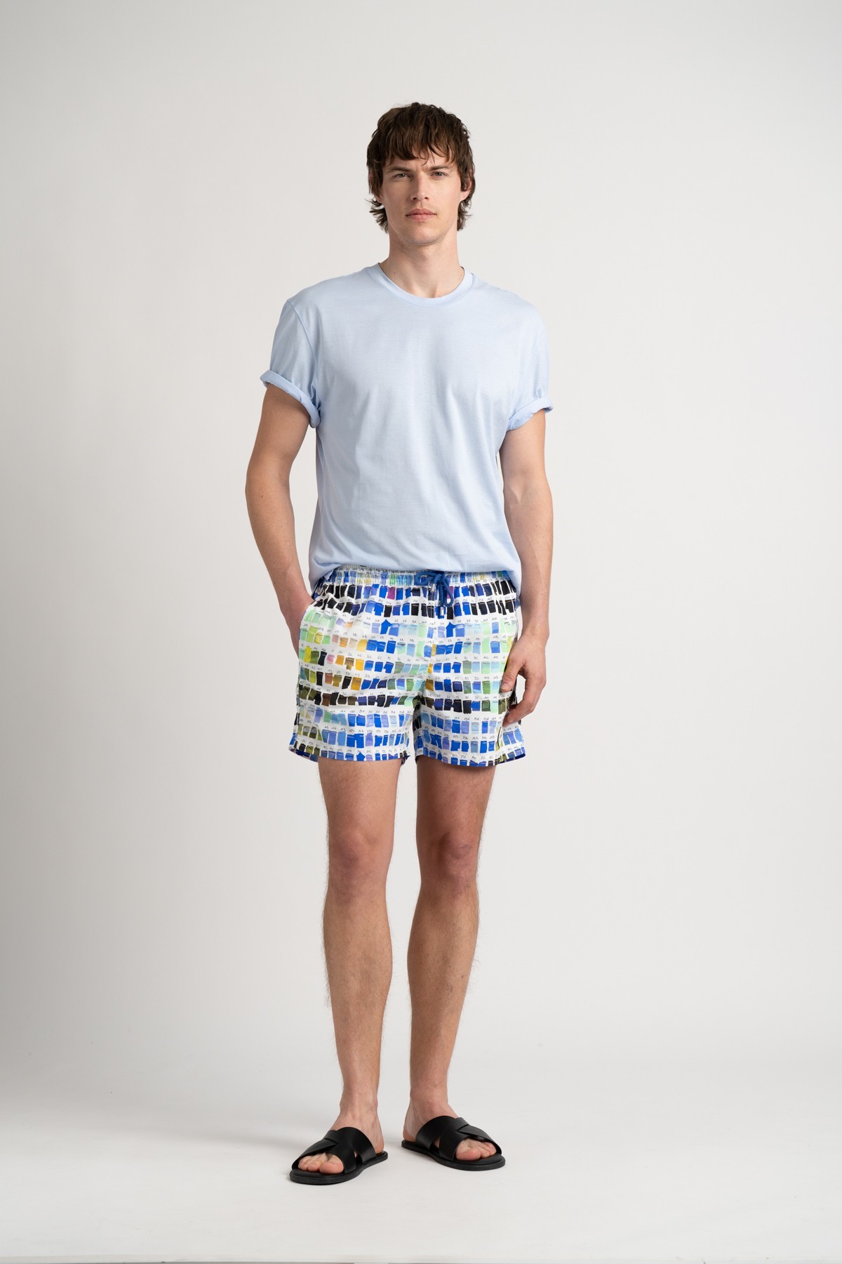 Short de bain blanc imprimé pantone|Maillot de qualité - Europann 