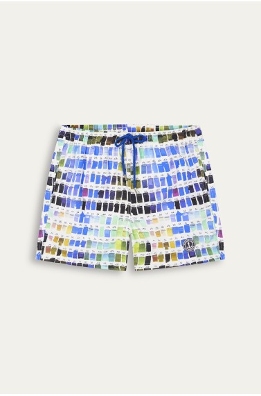 Short de bain blanc imprimé pantone|Maillot de qualité - Europann 