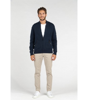 NAVY ALLEN ZIPPED CARDIGAN