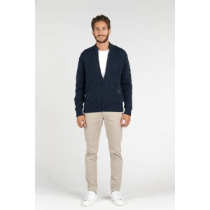 NAVY ALLEN ZIPPED CARDIGAN