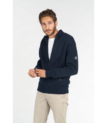 NAVY ALLEN ZIPPED CARDIGAN